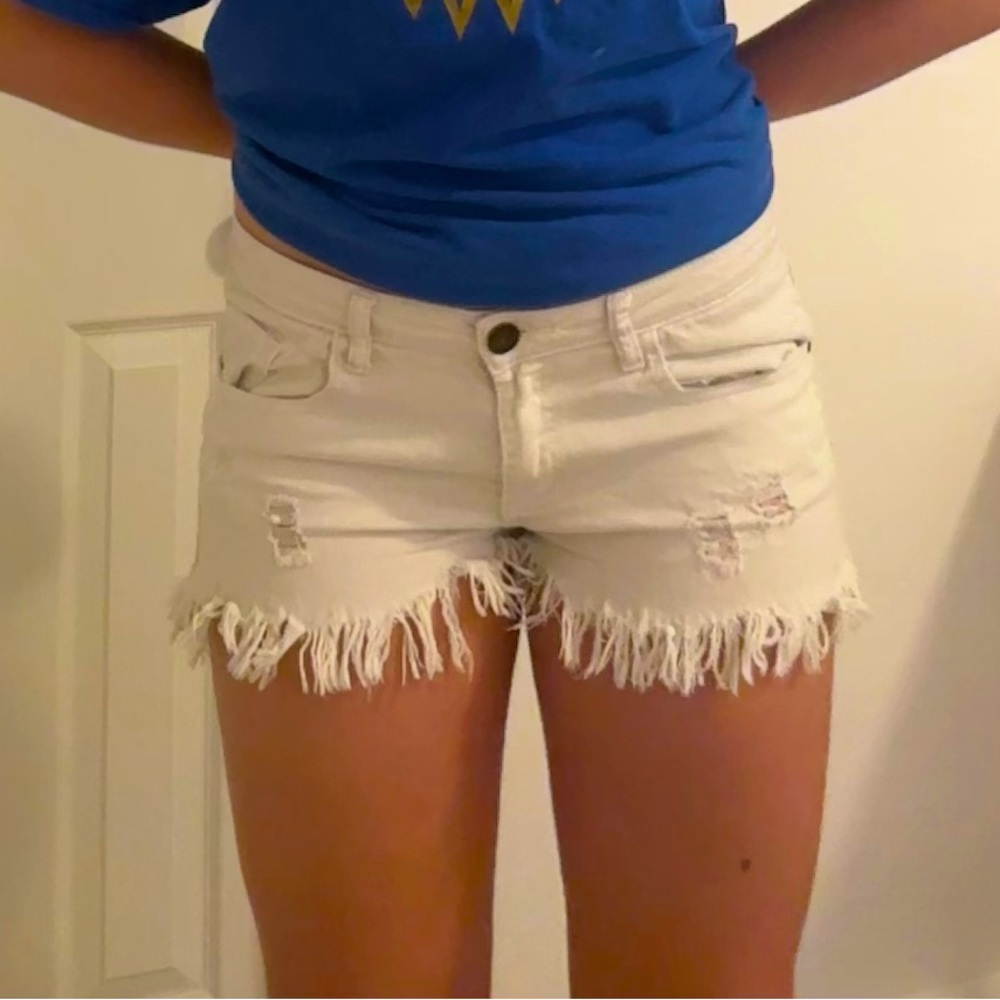white denim shorts